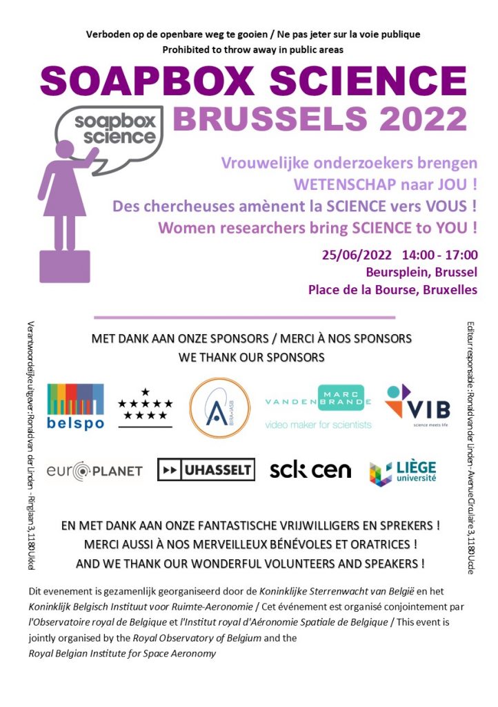 Front of the Soapbox Science Brussels 2022 flyer